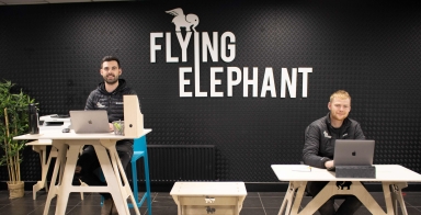 An Irish Flying Elephant takes off against the wind and all the odds…